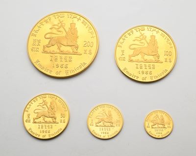 Serie 200, 100, 50, 20 e 10 Birr 1966 Etiopia