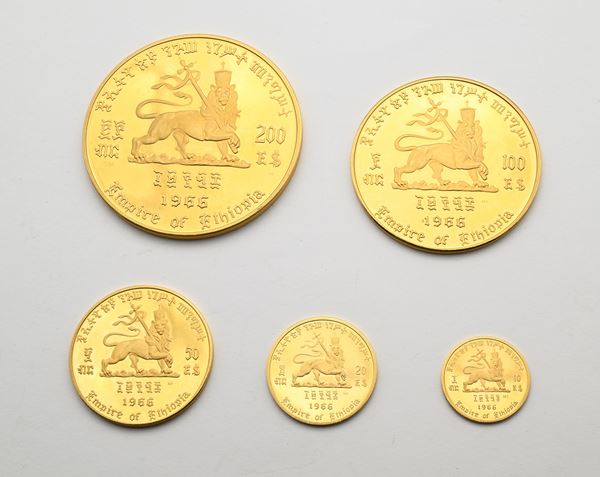 Serie 200, 100, 50, 20 e 10 Birr 1966 Etiopia