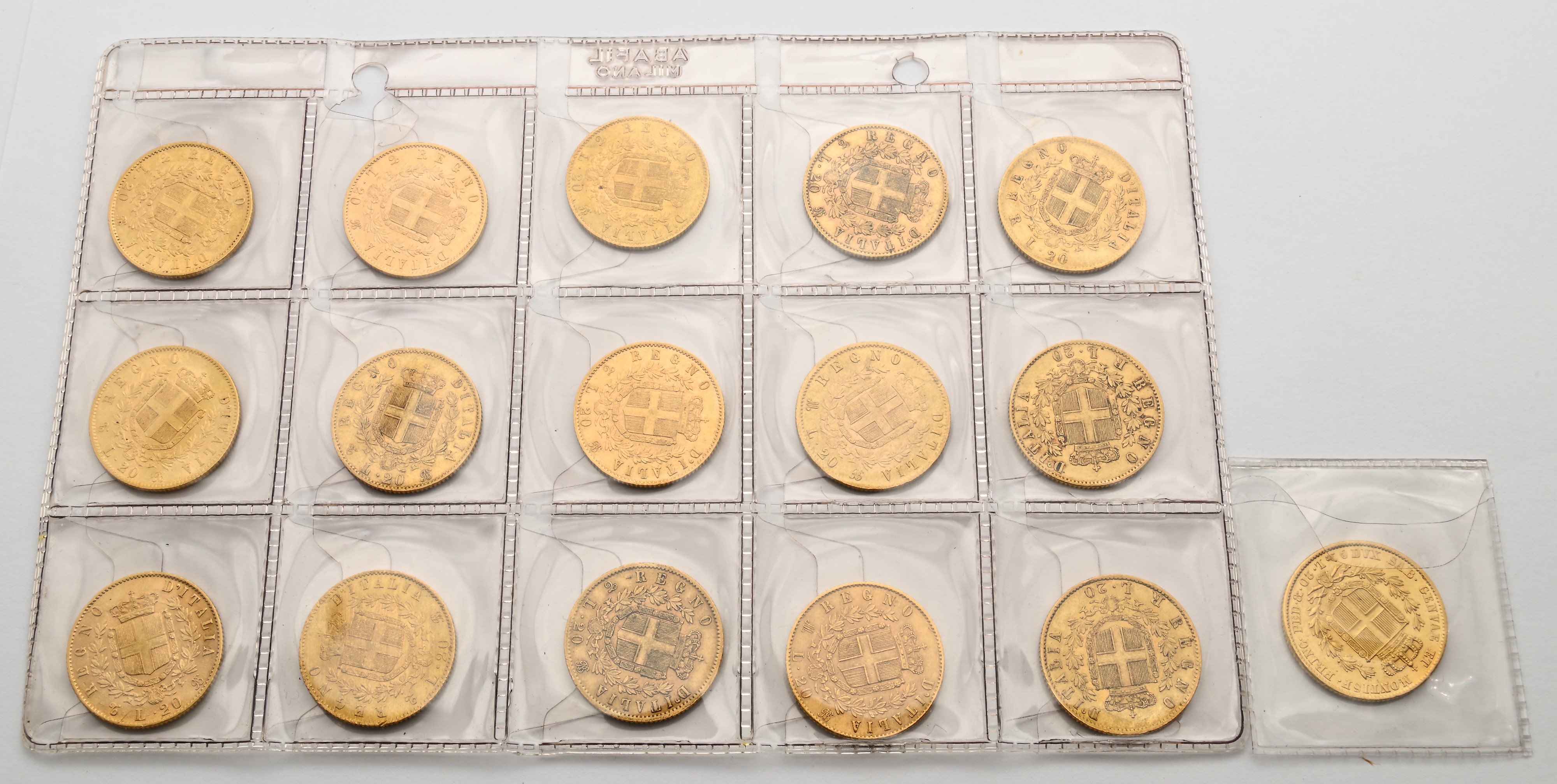 15 Monete da 20 Lire (1862, 1863, 1865, 1868, 1869, 1873 Milano, 1876, 1877, 1878) Vittorio Emanu...