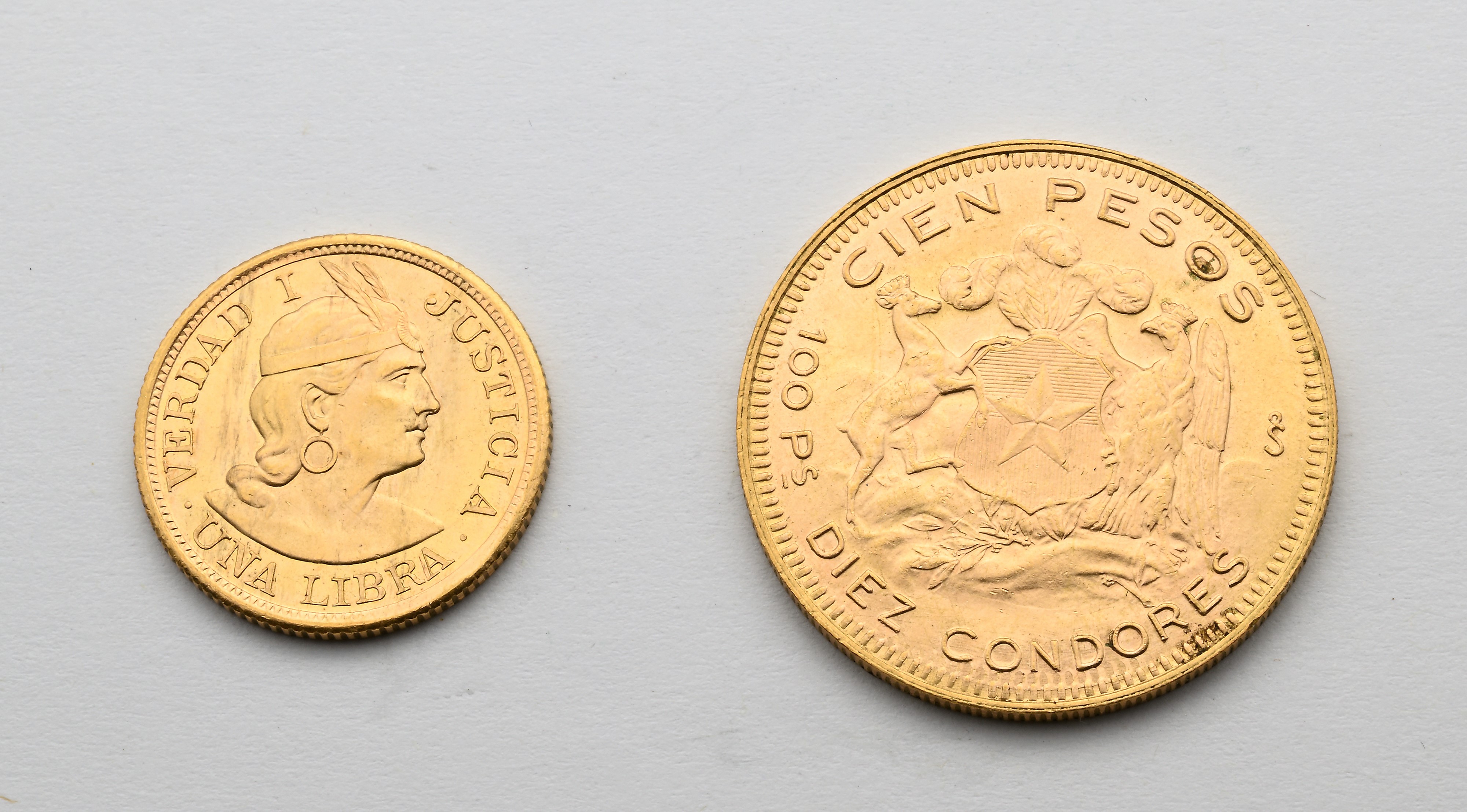1 Libra 1964 Repubblica del Perù e 100 Pesos (10 Condores) 1947 Repubblica del Chile
