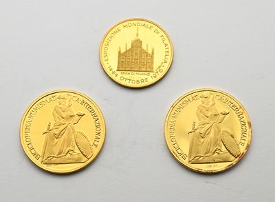 Lotto di 2 Medaglie in Oro Proof Enciclopedia Numismatica Internazionale (rommel e Roosevelt) e 1...