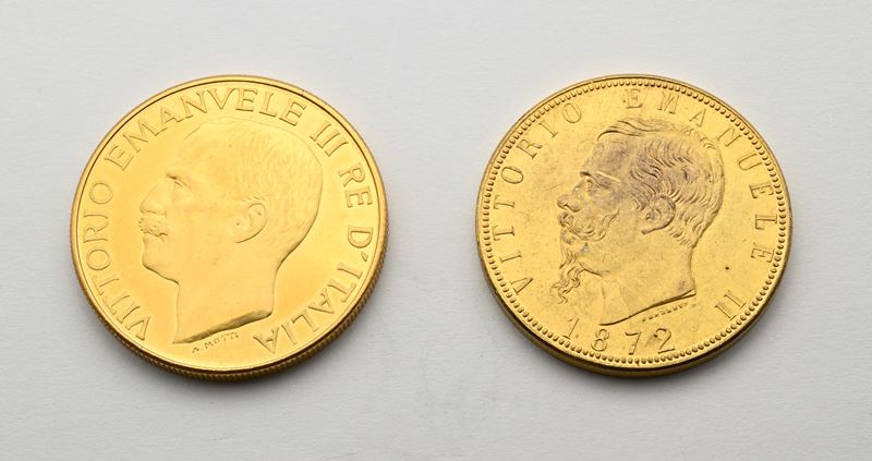 Riconi del 100 Lire 1872 Vittorio Emanuele II e del 100 Lire 1923 Vittorio Emanuele III Regno D'i...