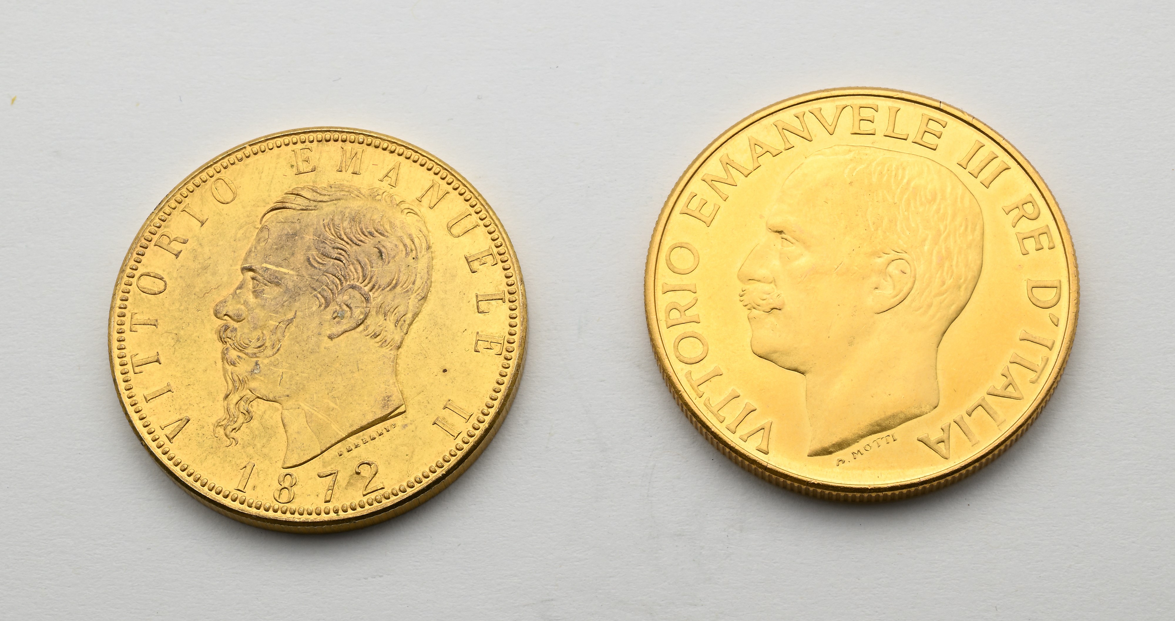 Riconi del 100 Lire 1872 Vittorio Emanuele II e del 100 Lire 1923 Vittorio Emanuele III Regno D'i...