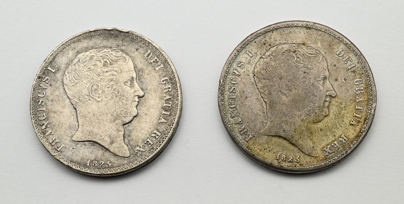 2 Piastre da 120 Grana 1825 Napoli Francesco i di Borbone Regno delle 2 Sicilie