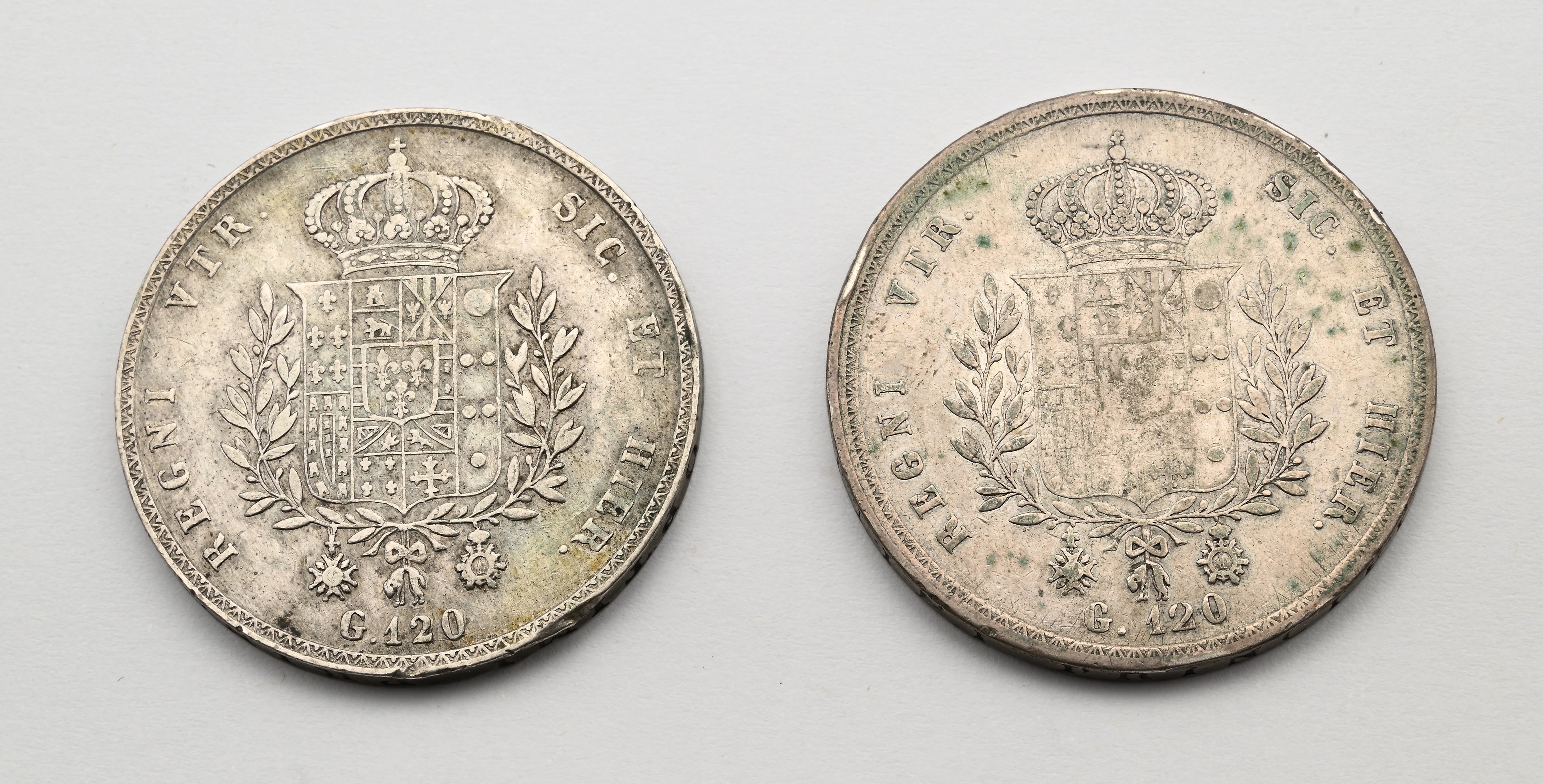 2 Piastre da 120 Grana 1825 Napoli Francesco i di Borbone Regno delle 2 Sicilie