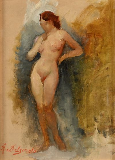 Nudo di donna, olio su cartone telato