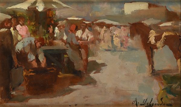 Scena di vita al mercato