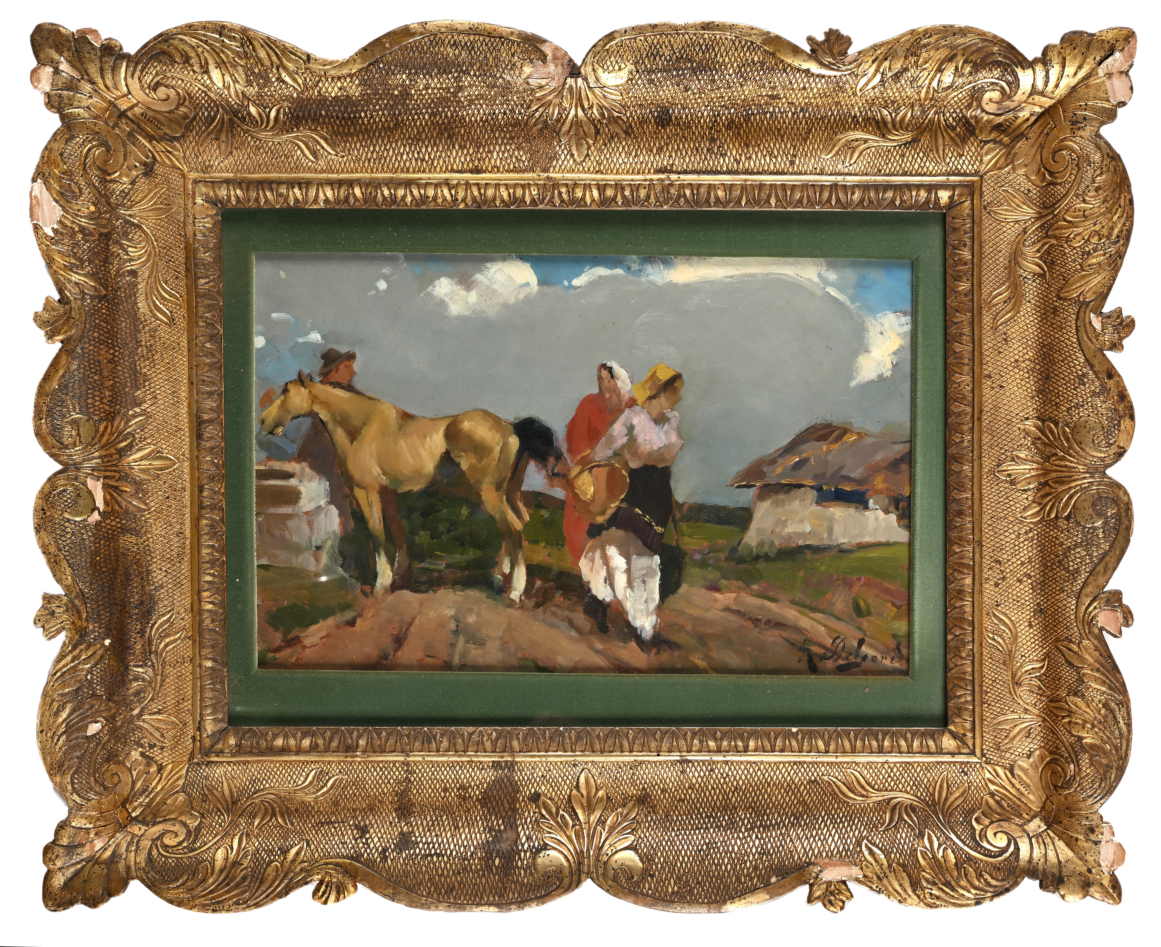 Alfredo del Sordo - Contadini in Campagna con Cavallo All'abbeveratoio