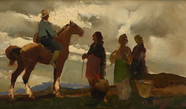 Incontro di contadini lungo la strada di campagna