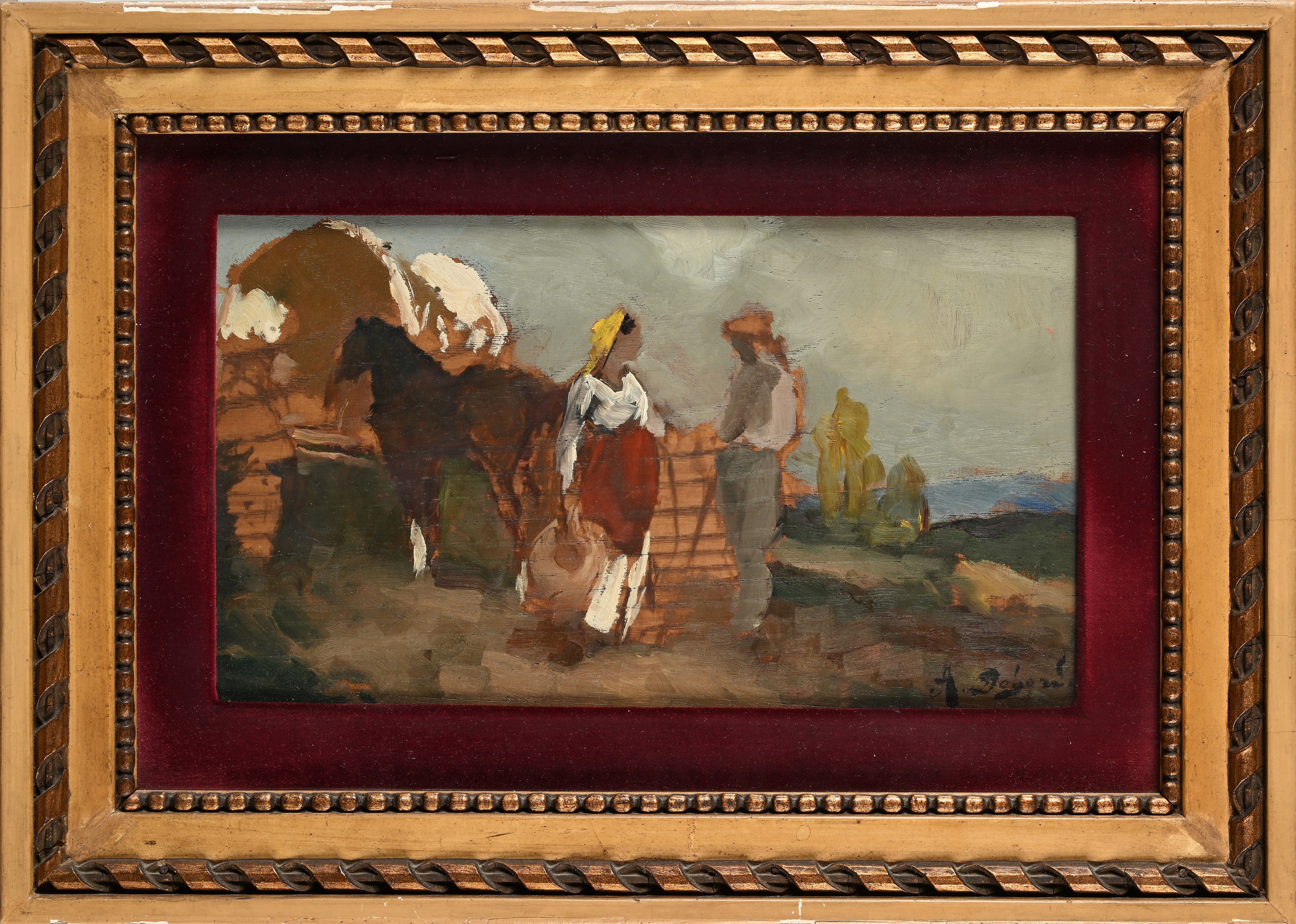 Alfredo del Sordo - Sosta di Contadini con Cavallo All'abbeveratoio