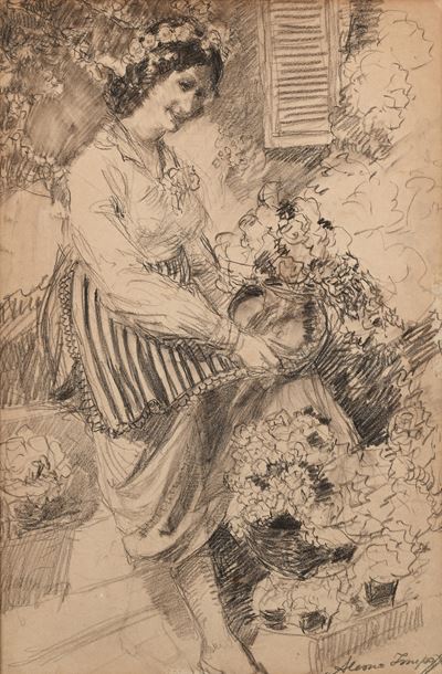 Donna tra i Vasi di Fiori