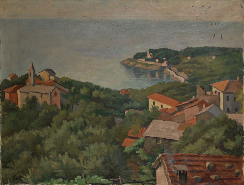 Veduta di case sul mare