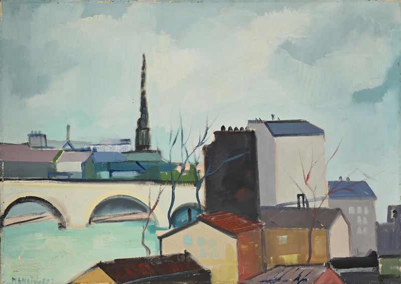 Bruno Mancinotti - Tetti di Parigi, olio su tela
