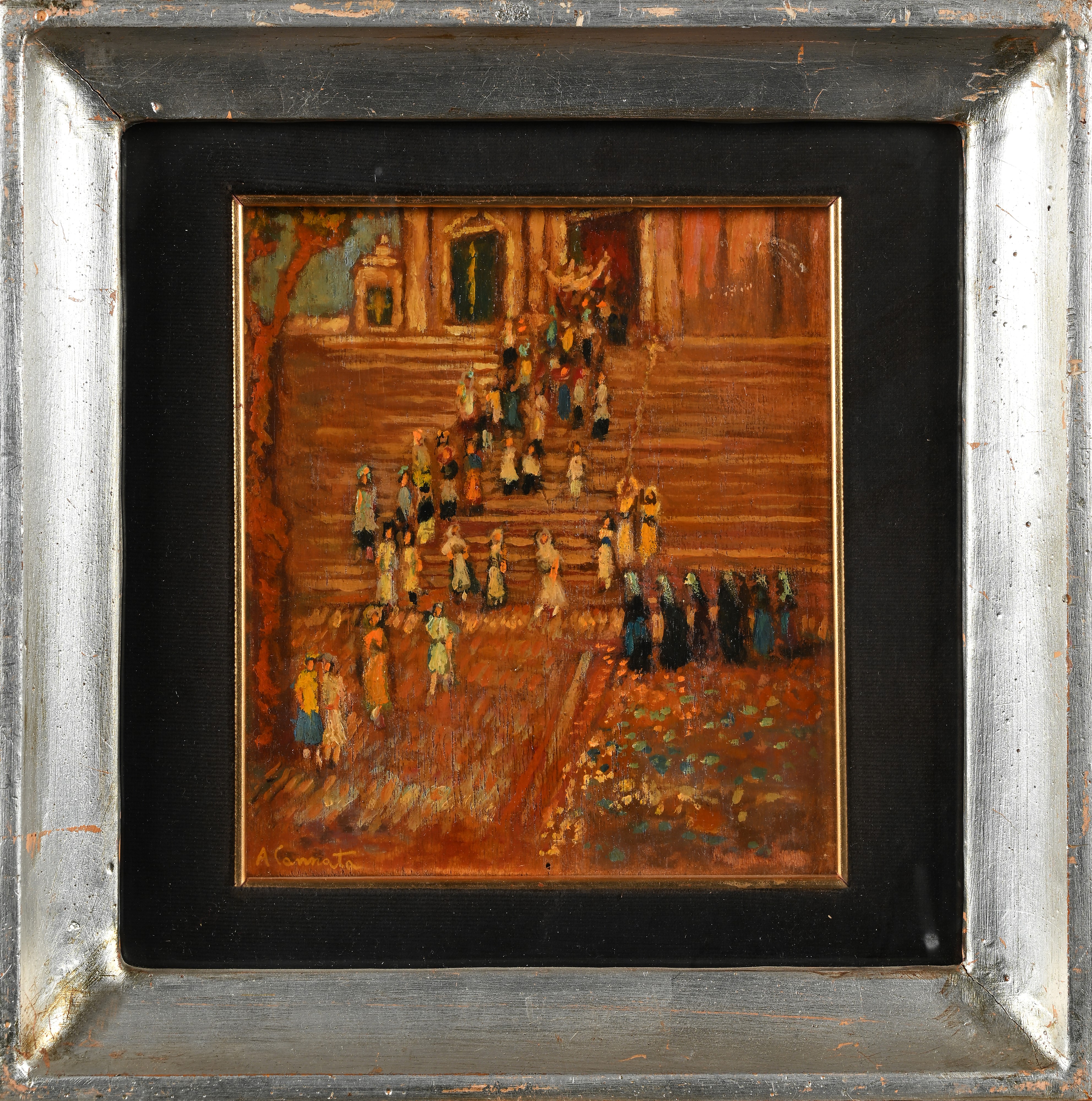 Antonio Cannata - Donne in una processione che esce dalla chiesa
