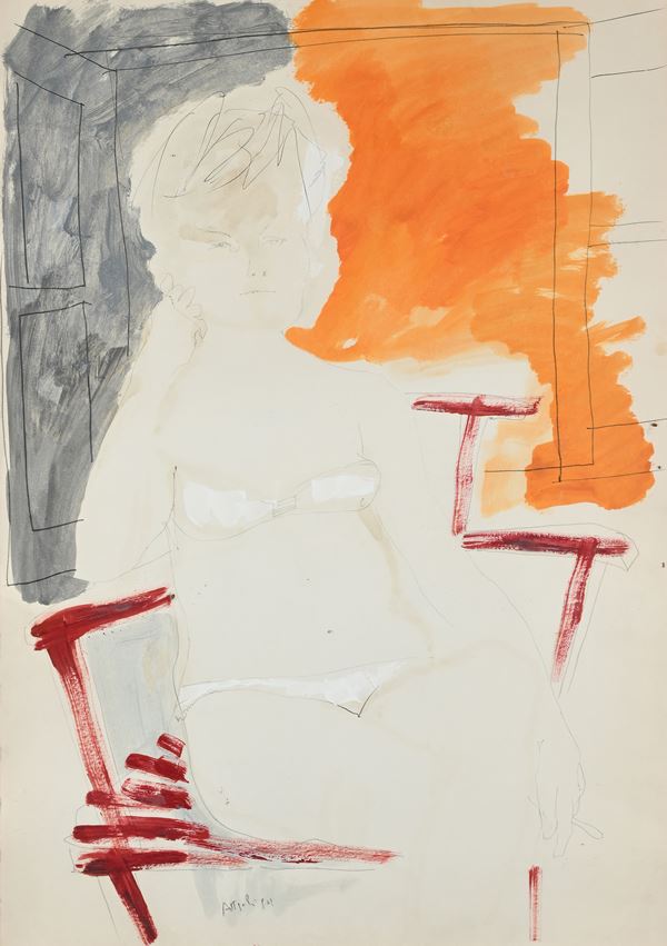 Ugo Attardi - Nudo di donna seduta 