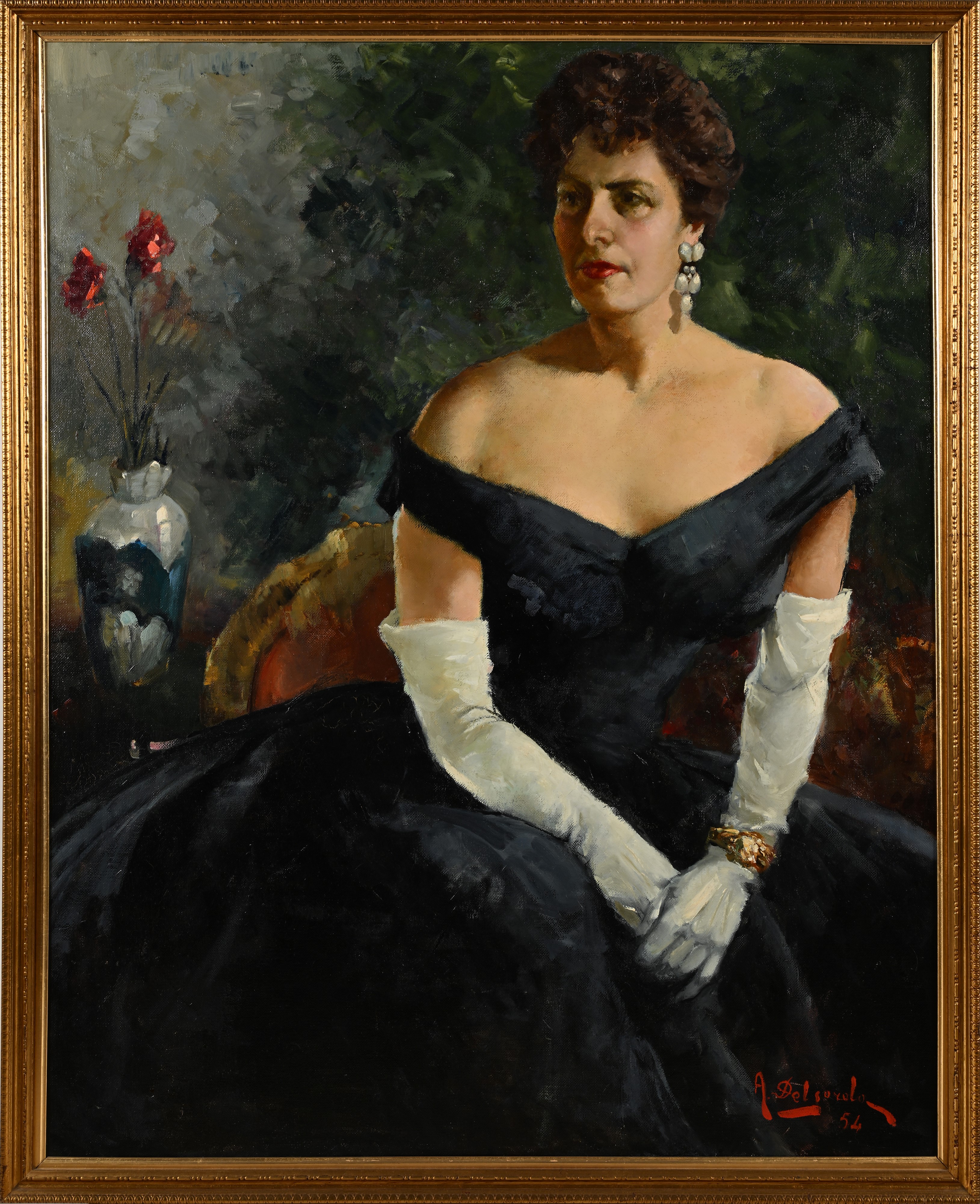 Alfredo del Sordo - Ritratto di Signora in Abito da Sera