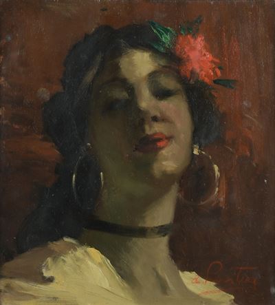 Ritratto di Giovane Donna con Fiore tra i Capelli