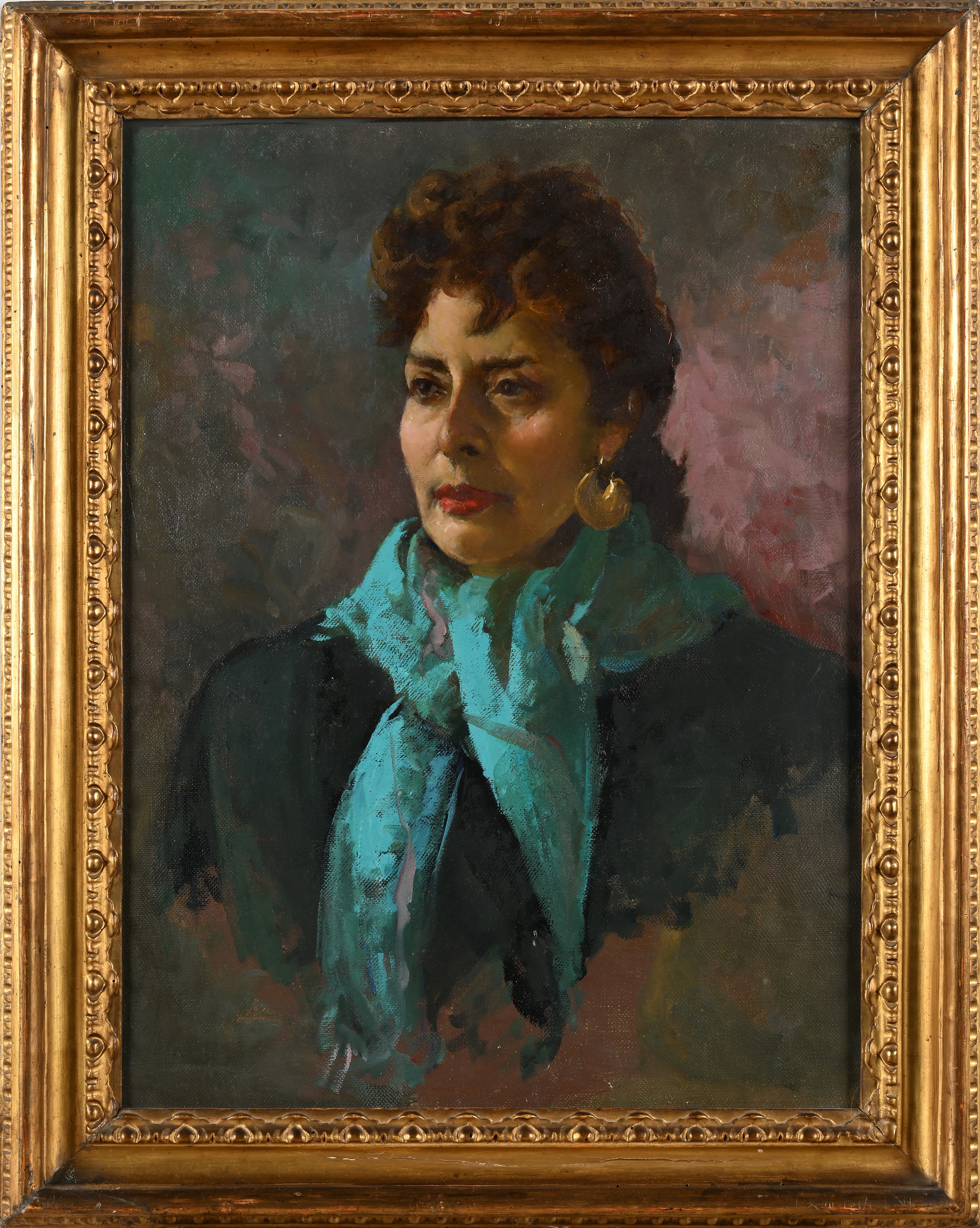 Alfredo del Sordo - Ritratto di Signora con Scialle Azzurro