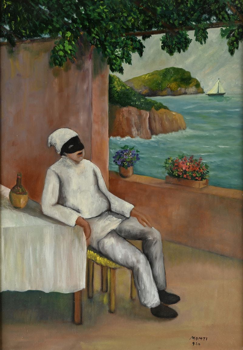 Pulcinella a riposo in veranda