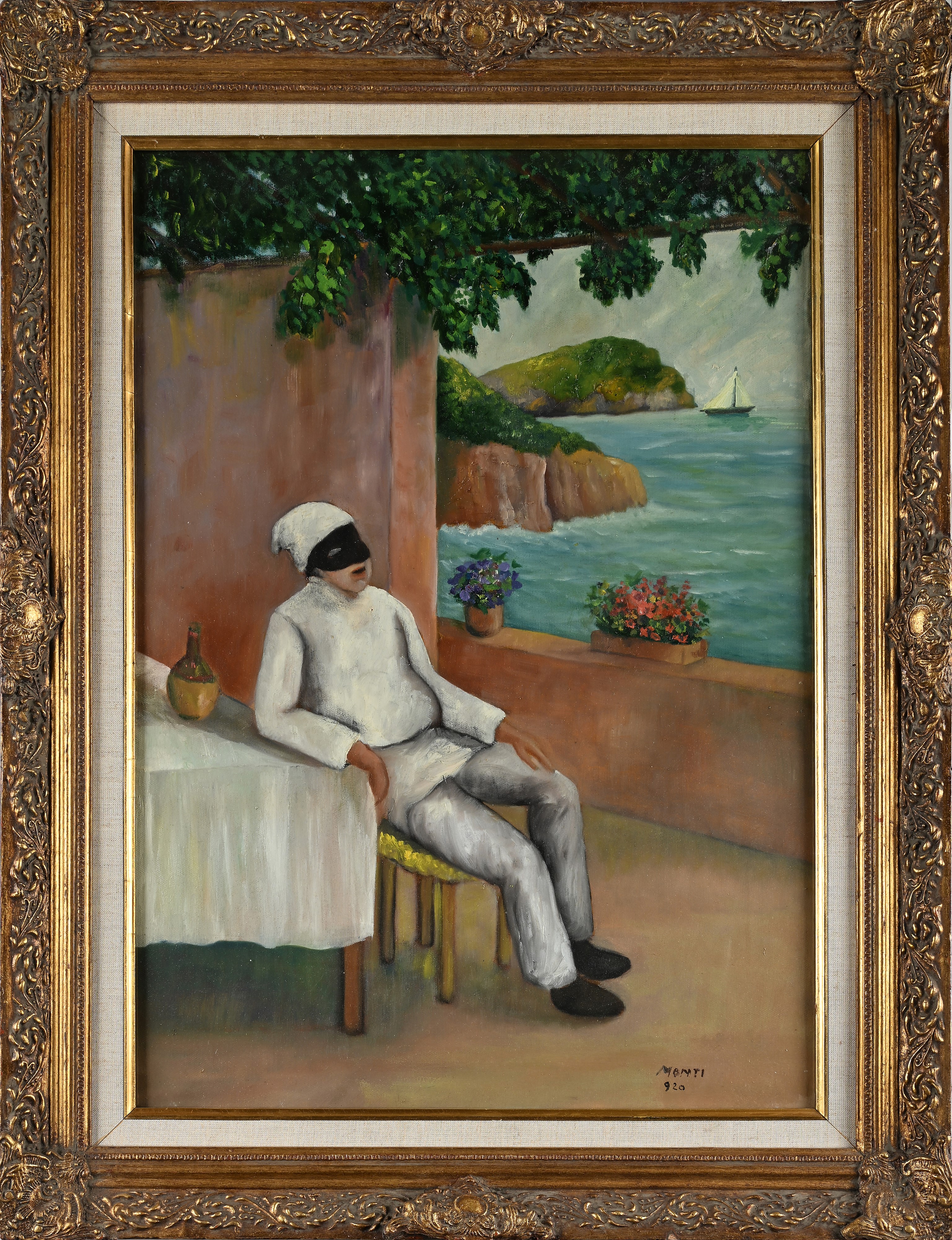 Pulcinella a riposo in veranda