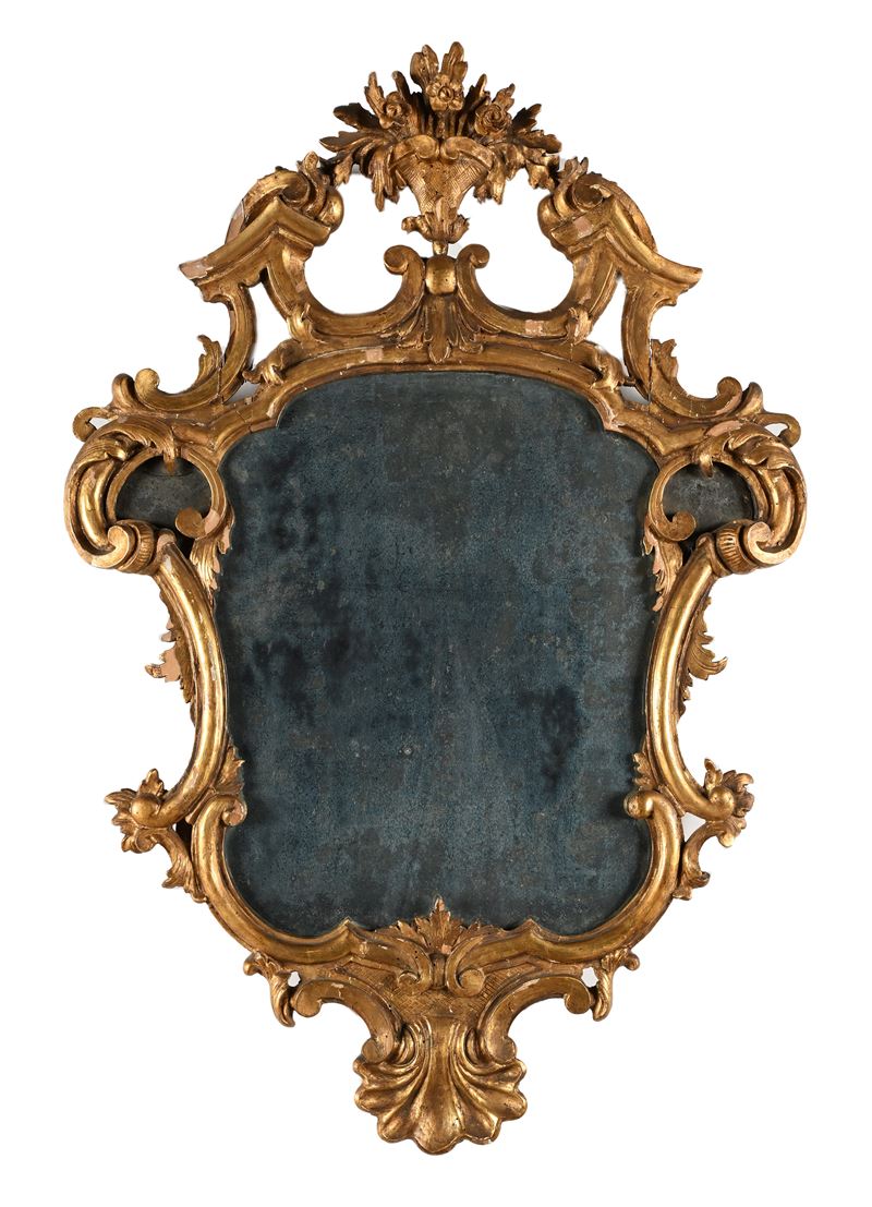 Specchiera in Legno Dorato, XVIII Secolo