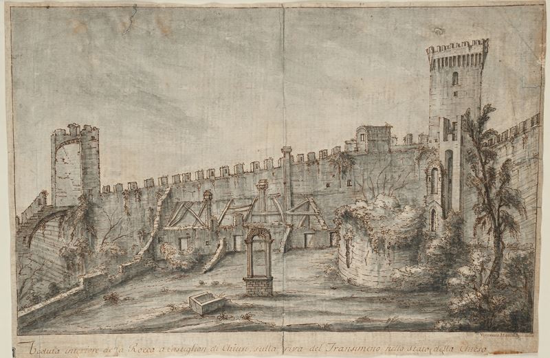 Vincenzo Meucci - Veduta Interiore della Rocca a Castiglion di Chiusi sulla Riva del Trasimeno ne...
