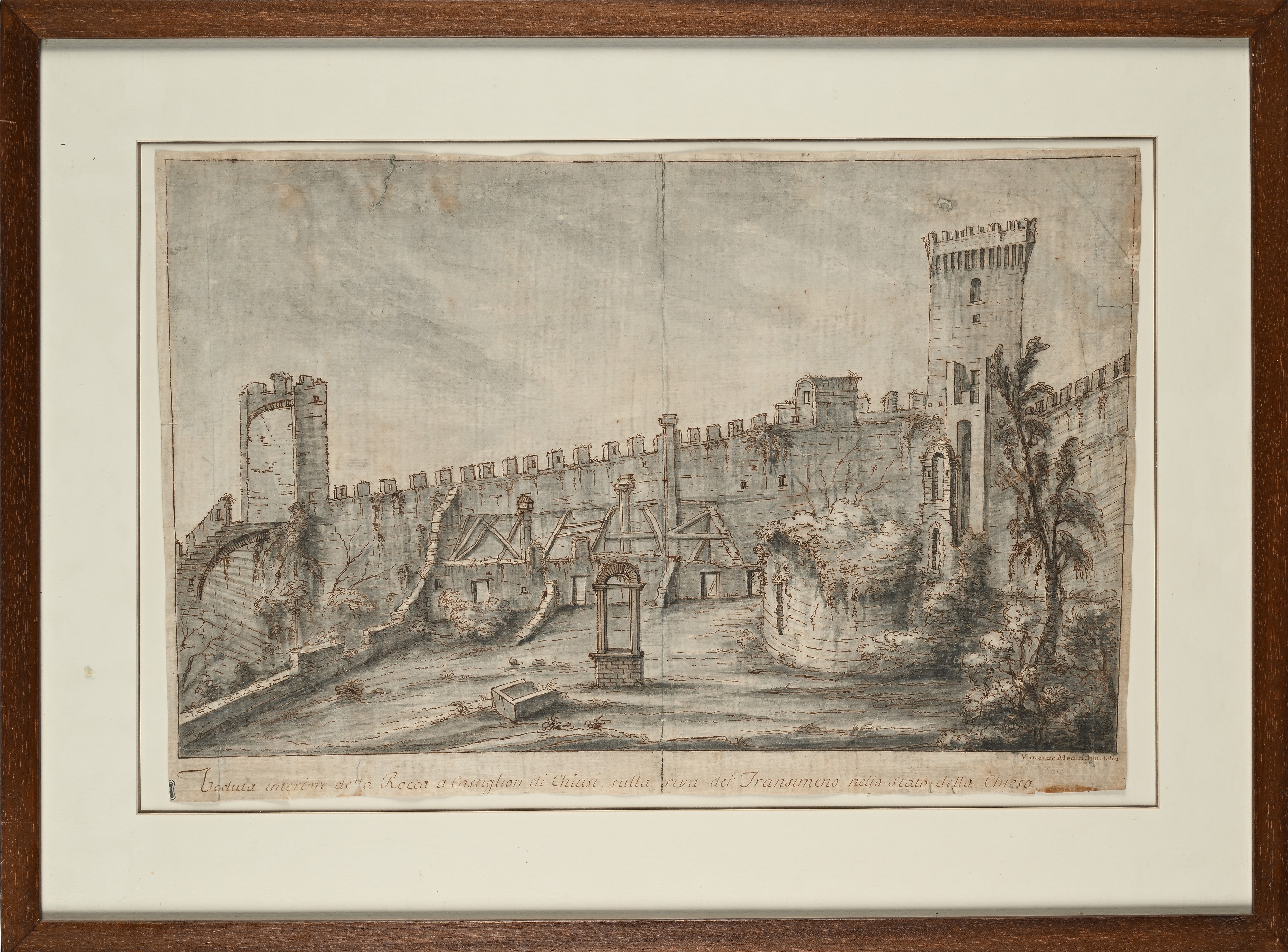 Vincenzo Meucci - Veduta Interiore della Rocca a Castiglion di Chiusi sulla Riva del Trasimeno ne...