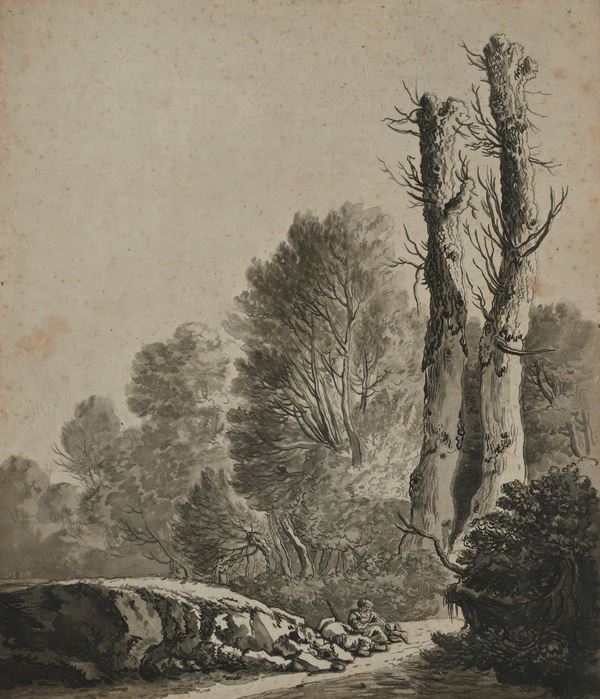 Herman Saftleven II - Paesaggio con albero
