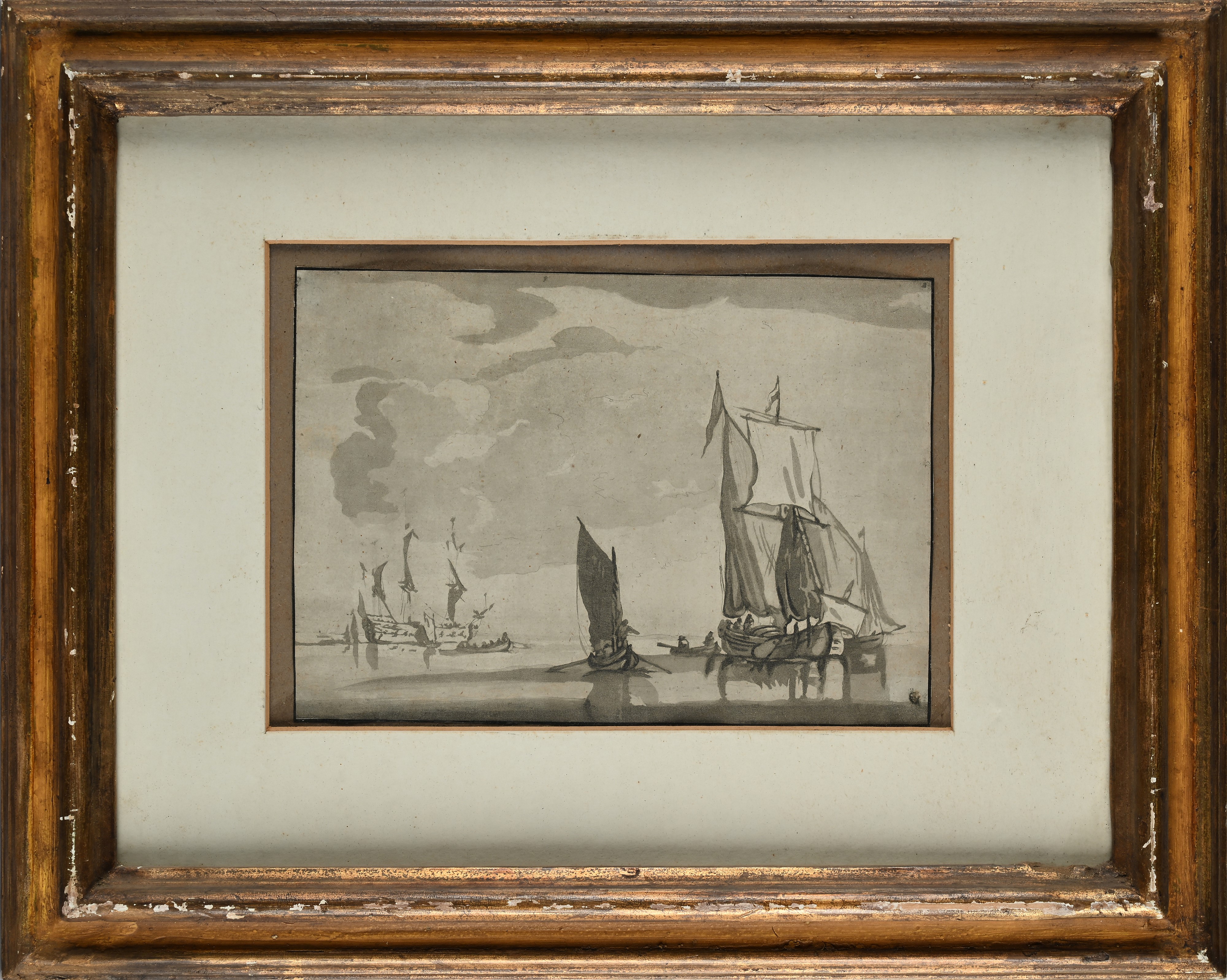 Willem Van De Velde il Giovane - Paesaggio con Barche
