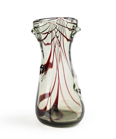 Vaso in Vetro Pesante Incolore con Striature Viola