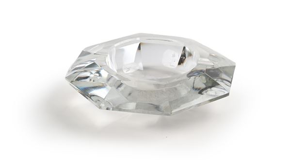 Posacenere vintage in cristallo di forma ottagonale