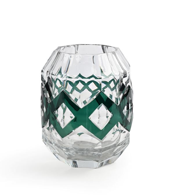 Vaso in cristallo Art Decò, Val Saint Lambert, mod. "Tripoli"