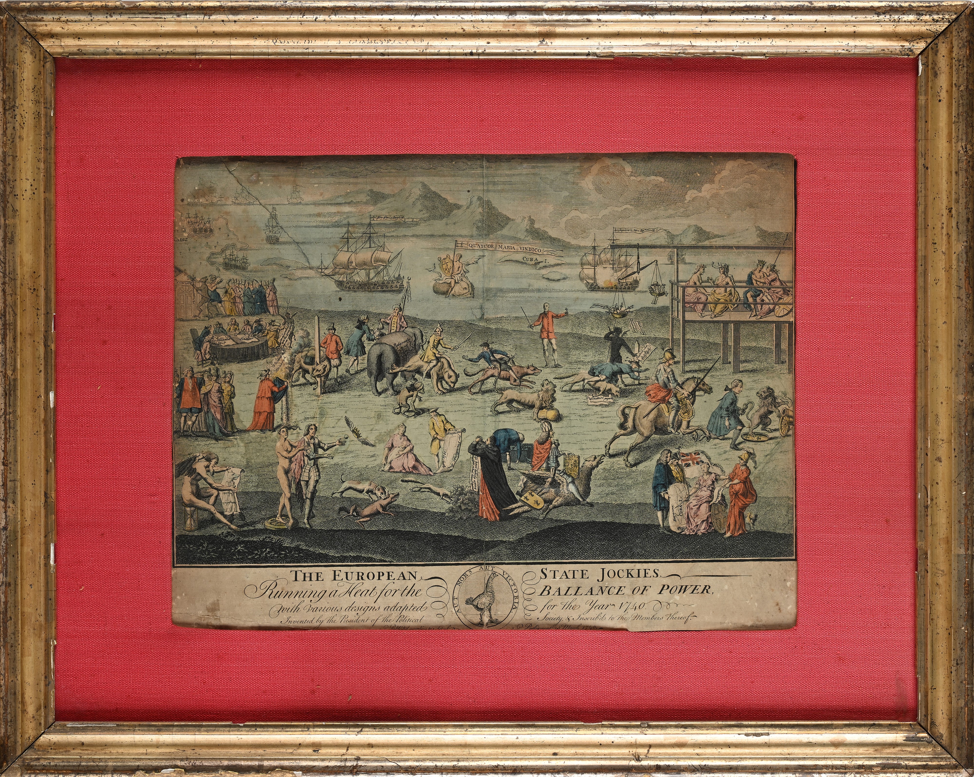 Mappa satirica e politica colorata, Londra 1740