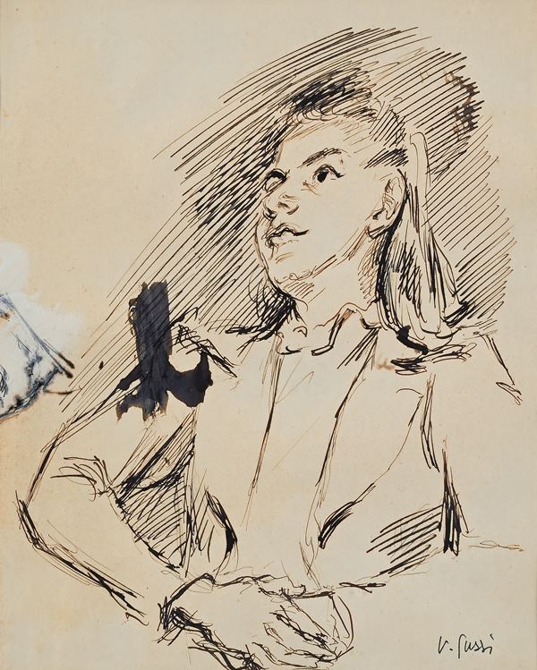 Virgilio Guzzi - Modella che guarda verso l'alto