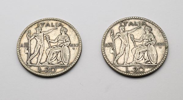 20 Lire 1927 e 1928 Vittorio Emanuele III Regno d'Italia