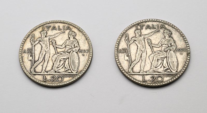 20 Lire 1927 e 1928 Vittorio Emanuele III Regno D'italia
