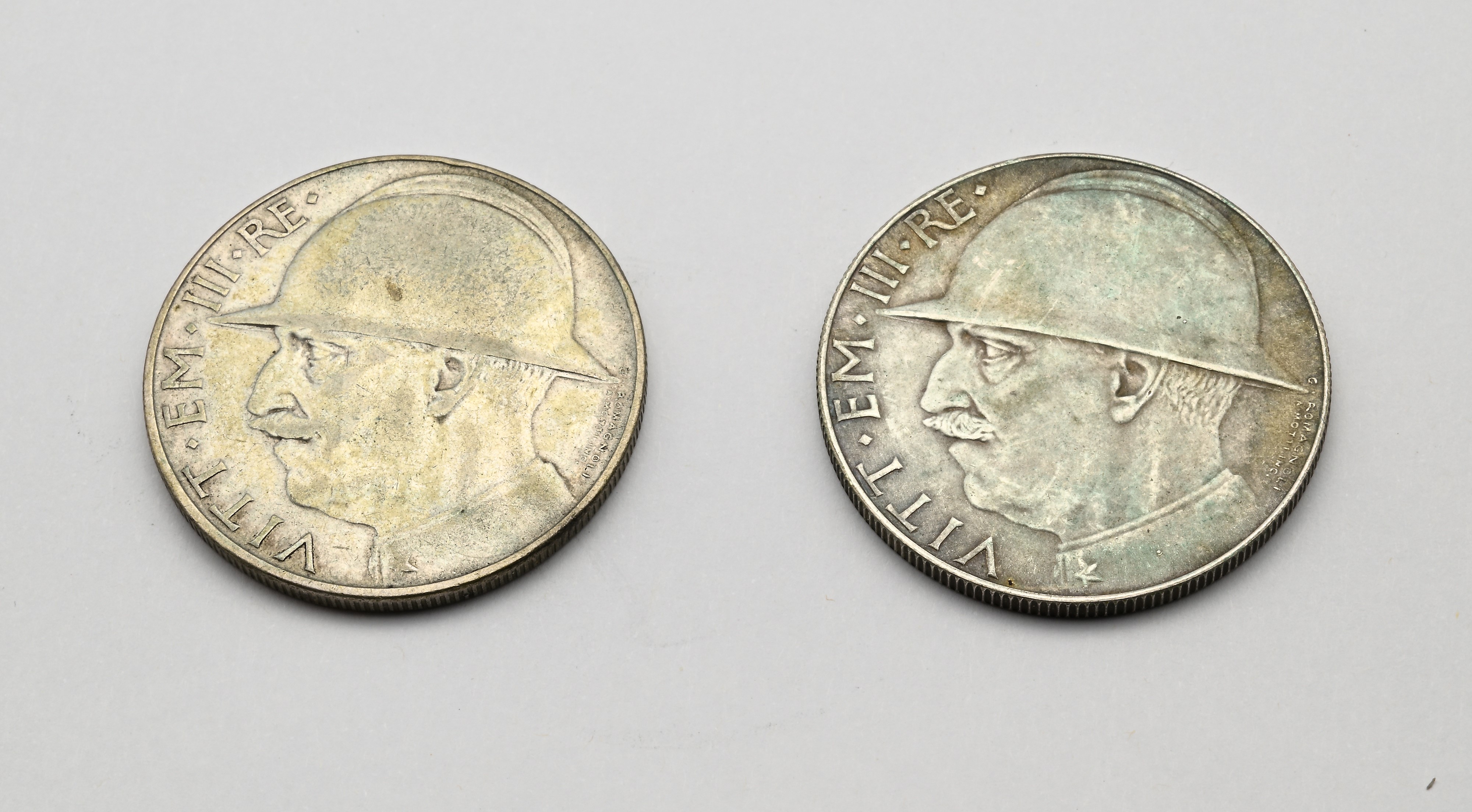 2 Monete da 20 Lire 1928 (decennale della Vittoria) Vittorio Emanuele III Regno D'italia