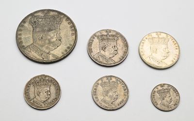 Lotto Colonia Eritrea: Tallero da 5 Lire 1891, 1/4 di Tallero da 2 Lire 1890, 1896, 2/10 di Talle...