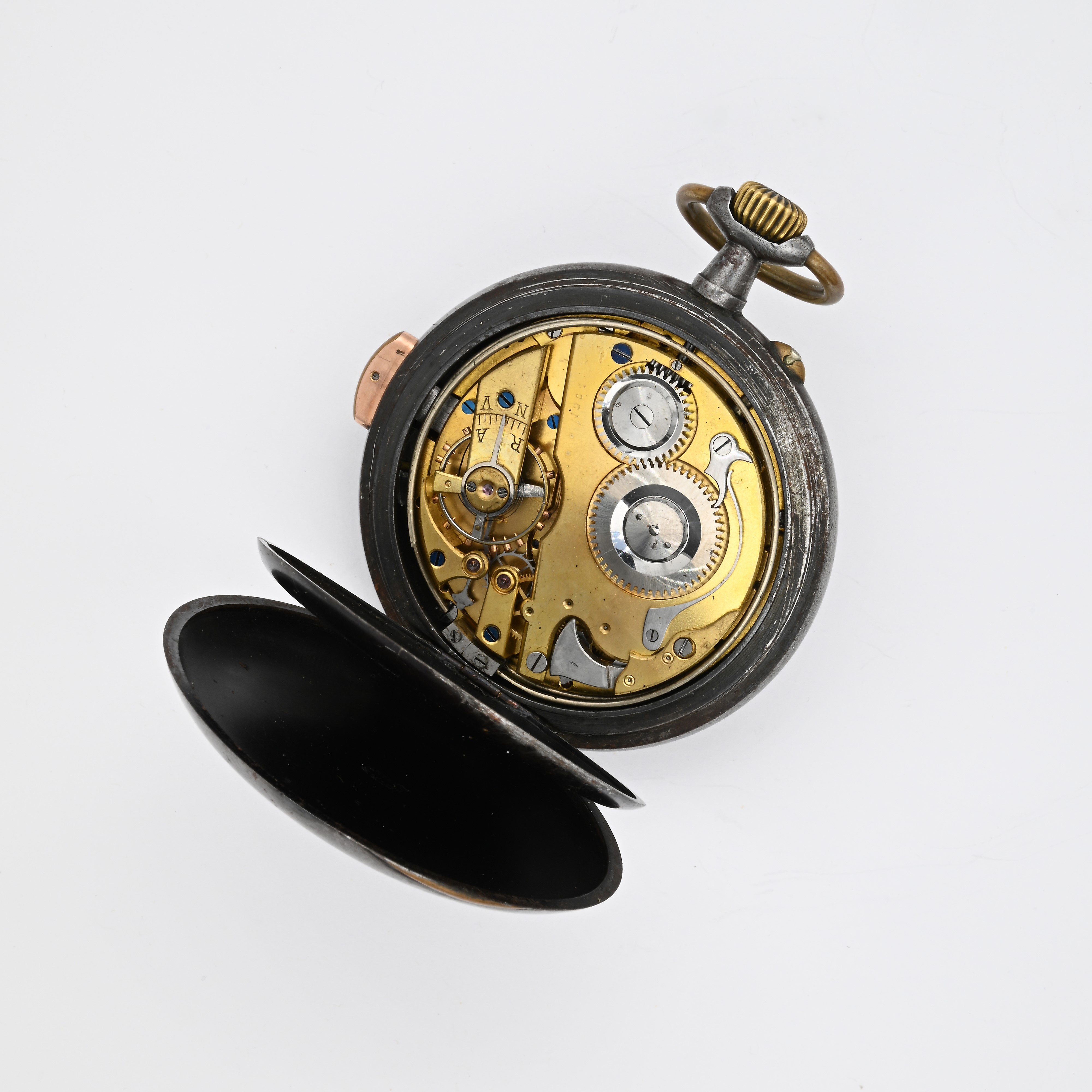 Anonimo - Orologio da tasca ripetizione ore e quarti a richiesta con cassa in acciaio brunito, ca...