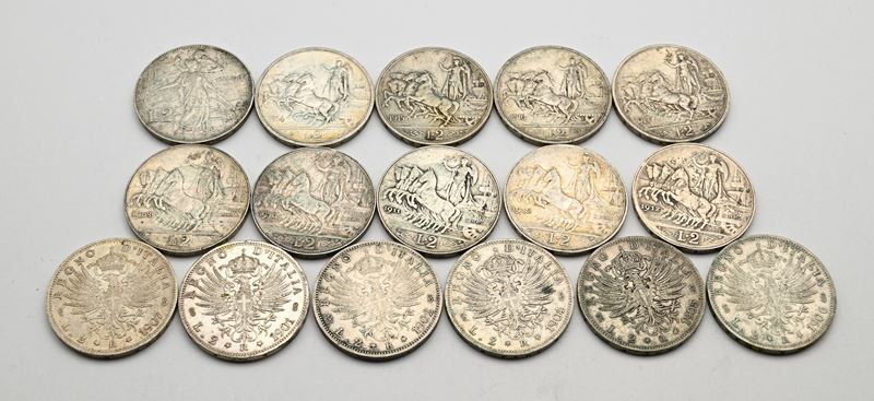 2 Lire Aquila 1901, 1902, 1904, 1905, 1906, 1907, Quadriga Veloce 1908, 1910, 1911, 1912 (2), Cin...