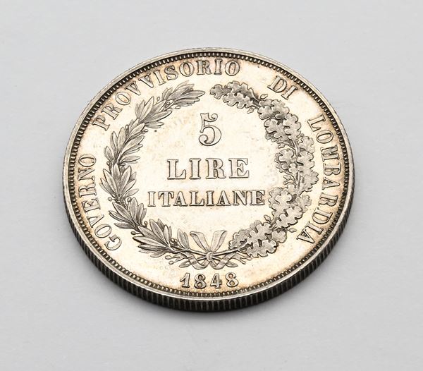 5 Lire 1848 Milano Governo Provvisorio di Lombardia
