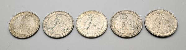 Lotto di 5 monete da 20 lire 1931, 1932, 1933, 1935 e 1937 Repubblica di San Marino