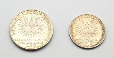 5 e 10 Lire 1939 Sede Vacante Città del Vaticano