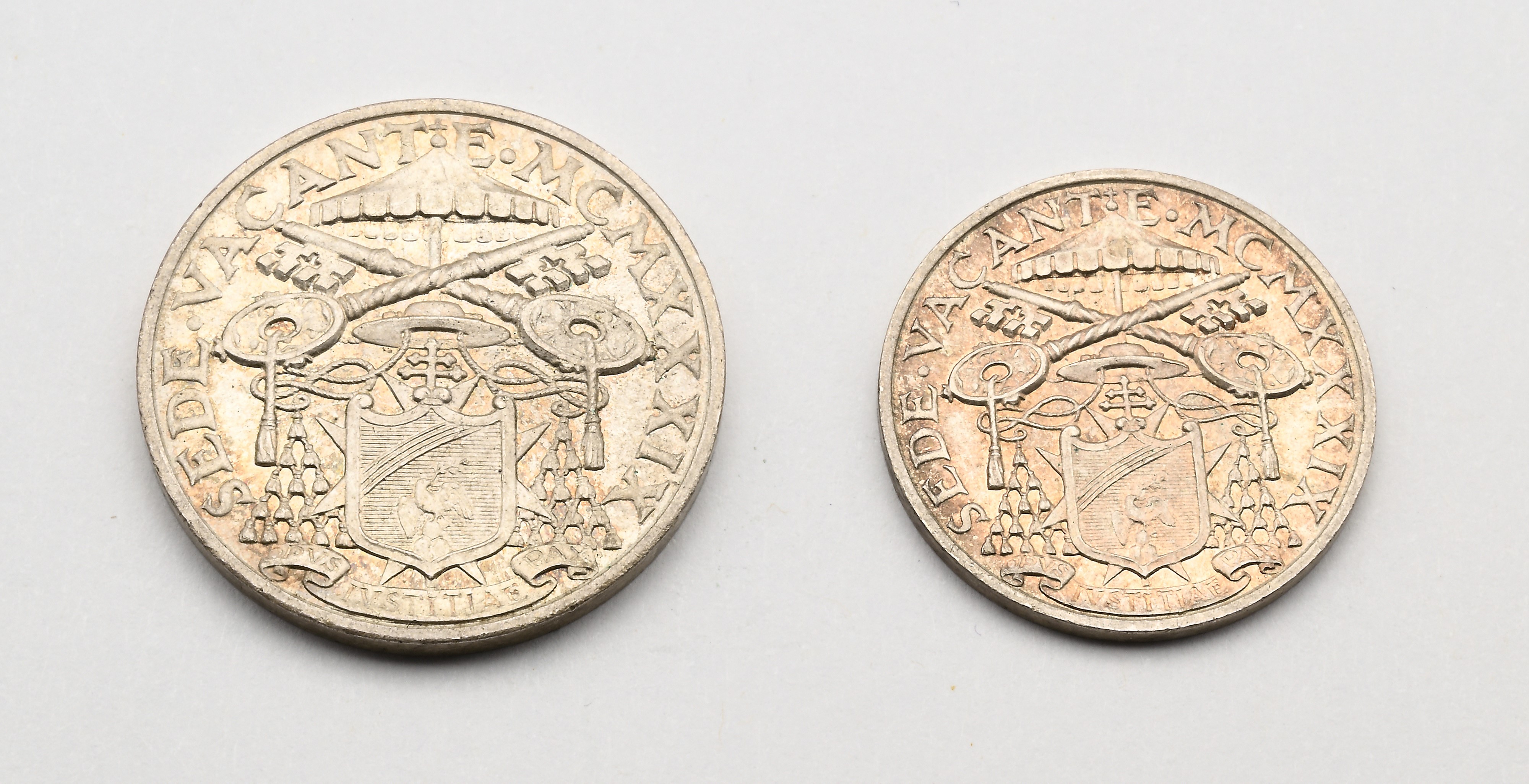 5 e 10 Lire 1939 Sede Vacante Città del Vaticano