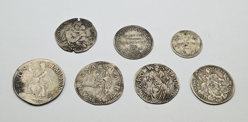 Giulio Pio IV Roma; Giulio Paolo IV Ancona; Testone 1612 a.VII Paolo V Roma; Giulio Urbano VIII R...