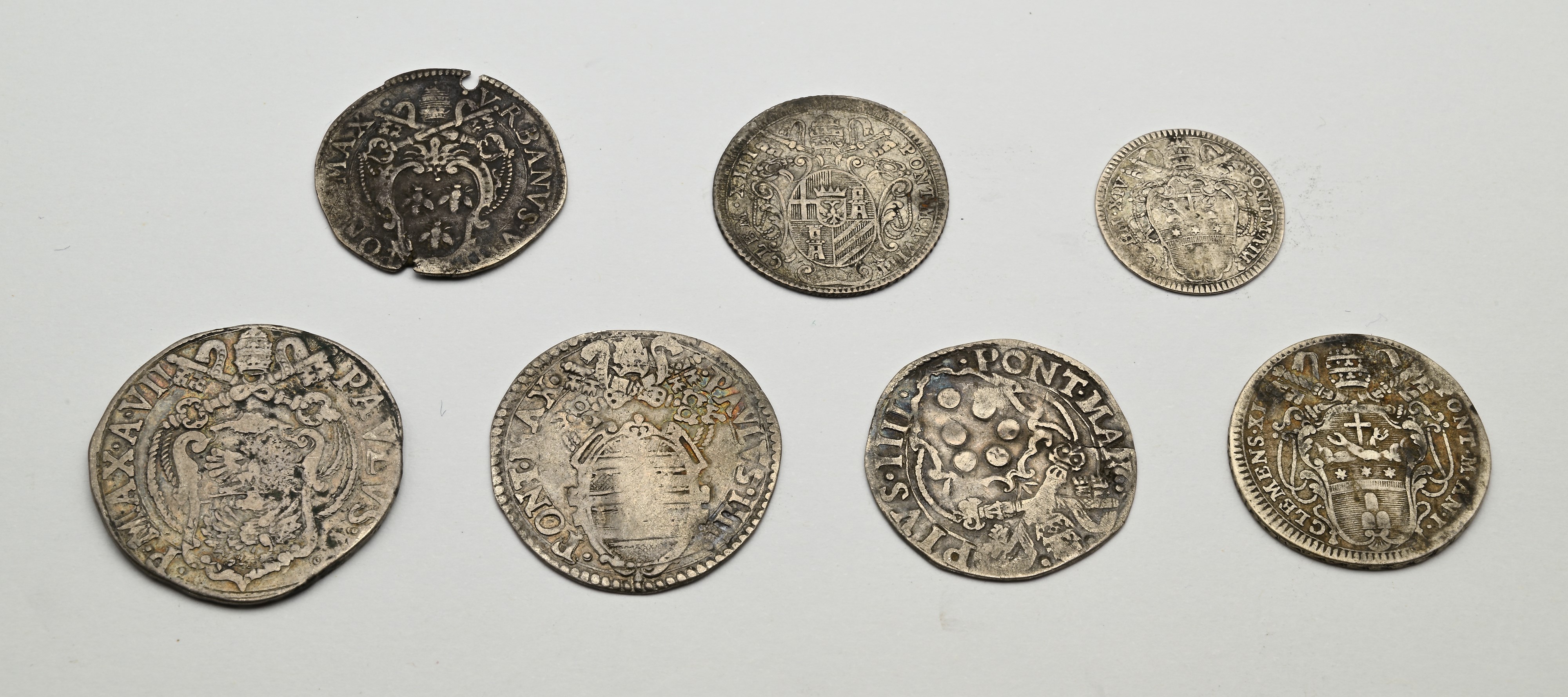 Giulio Pio IV Roma; Giulio Paolo IV Ancona; Testone 1612 a.VII Paolo V Roma; Giulio Urbano VIII R...