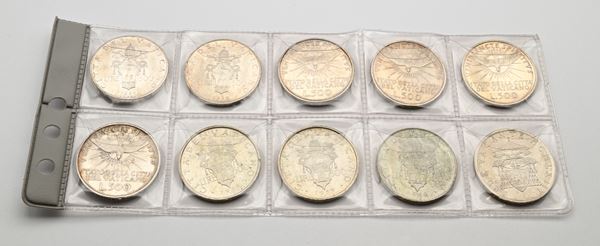 Lotto 500 Lire Città del Vaticano 1958 Pio XII (2), 1958 Sede Vacante (4), 1959 (2), 1960 Giovanni XXIII, 1963 Sede Vacante