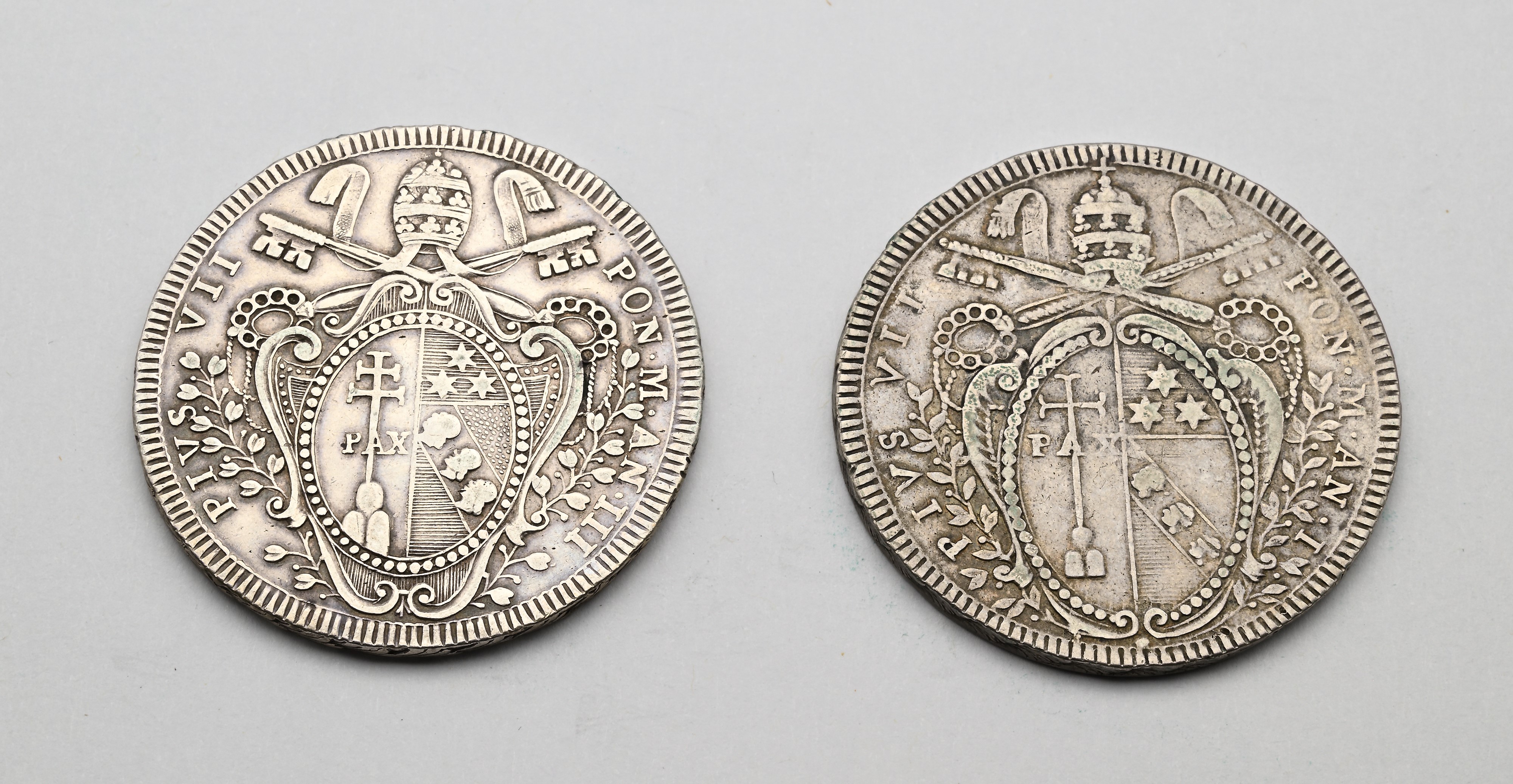Scudo Primo Tipo 1800 A.i e Scudo Secondo Tipo 1802 a.III Pio VII Stato Pontificio
