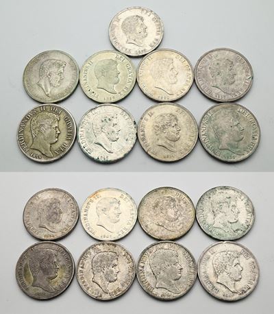 Lotto 17 Piastre da 120 Grana di Ferdianando II di Borbone: del 1° Tipo 1831, 1833, del 2° Tipo 1...