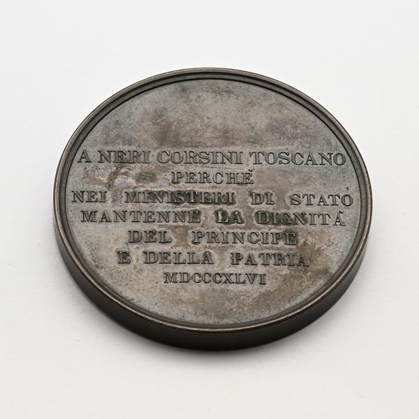 Medaglia in bronzo 1846 in ricordo di Neri Corsini, Primo Ministro del Granducato di Toscana
